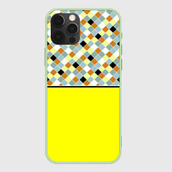 Чехол для iPhone 12 Pro Желтый неоновый комбинированный узор, цвет: 3D-салатовый