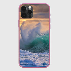 Чехол для iPhone 12 Pro Штормовая волна, накатывающая на берег, цвет: 3D-малиновый