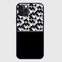Чехол для iPhone 12 Pro Черно-белый геометрический узор, цвет: 3D-черный