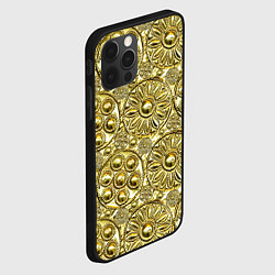 Чехол для iPhone 12 Pro Золотая чеканка - текстура, цвет: 3D-черный — фото 2
