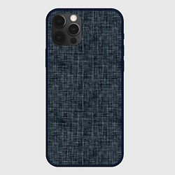 Чехол iPhone 12 Pro Черно-синий текстурированный в елочку, под джинсу