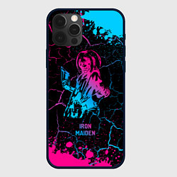 Чехол для iPhone 12 Pro Iron Maiden - neon gradient, цвет: 3D-черный