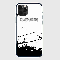 Чехол для iPhone 12 Pro Iron Maiden черная текстура, цвет: 3D-черный
