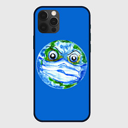 Чехол для iPhone 12 Pro Злая планета Земля в маске, цвет: 3D-черный