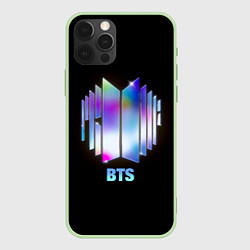 Чехол для iPhone 12 Pro BTS gradient logo, цвет: 3D-салатовый