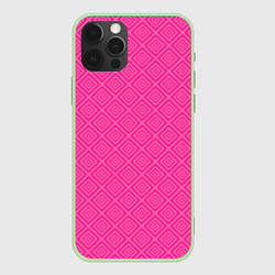 Чехол iPhone 12 Pro Розовый орнамент из квадратиков