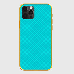 Чехол для iPhone 12 Pro Голубая абстракция из квадратов, цвет: 3D-желтый
