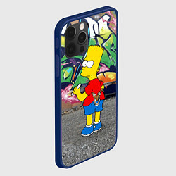 Чехол для iPhone 12 Pro Хулиган Барт Симпсон на фоне стены с граффити, цвет: 3D-тёмно-синий — фото 2