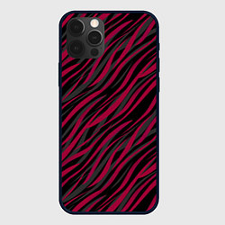 Чехол iPhone 12 Pro Модный полосатый красно- черный узор Зебра
