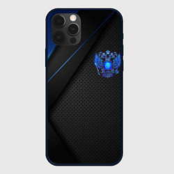 Чехол iPhone 12 Pro Черно-синий герб России