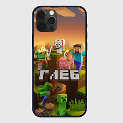 Чехол для iPhone 12 Pro Глеб Minecraft, цвет: 3D-черный