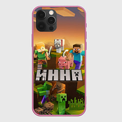 Чехол для iPhone 12 Pro Нина Minecraft, цвет: 3D-малиновый