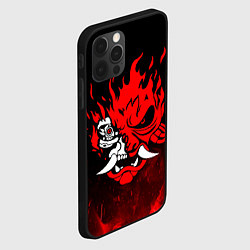 Чехол для iPhone 12 Pro Cyberpunk 2077 - Логотип в огне, цвет: 3D-черный — фото 2