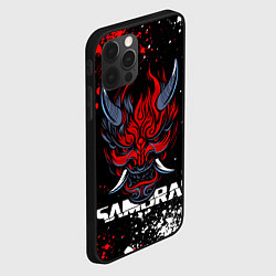 Чехол для iPhone 12 Pro Маска Они - Киберпанк 2077 - Samurai, цвет: 3D-черный — фото 2