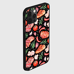 Чехол для iPhone 12 Pro Мясо, помидоры, шампиньоны, цвет: 3D-черный — фото 2