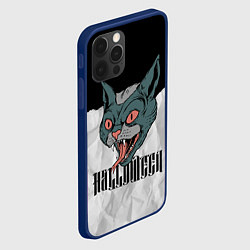 Чехол для iPhone 12 Pro Happy Halloween - wild cat, цвет: 3D-тёмно-синий — фото 2