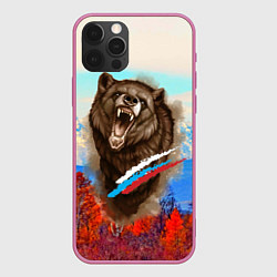 Чехол для iPhone 12 Pro Не буди зверя русский медведь, цвет: 3D-малиновый