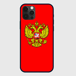 Чехол iPhone 12 Pro Герб Российской Империи на красном фоне