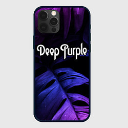 Чехол iPhone 12 Pro Deep Purple neon monstera