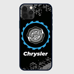 Чехол для iPhone 12 Pro Chrysler в стиле Top Gear со следами шин на фоне, цвет: 3D-черный