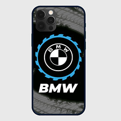 Чехол iPhone 12 Pro BMW в стиле Top Gear со следами шин на фоне