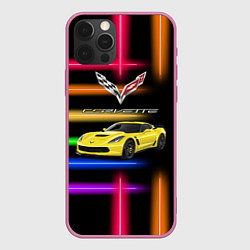 Чехол для iPhone 12 Pro Chevrolet Corvette - гоночная команда - Motorsport, цвет: 3D-малиновый