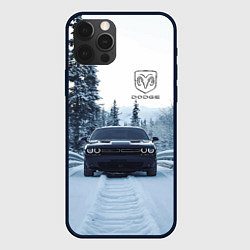 Чехол для iPhone 12 Pro Dodge in winter forest, цвет: 3D-черный