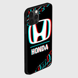 Чехол для iPhone 12 Pro Значок Honda в стиле glitch на темном фоне, цвет: 3D-черный — фото 2