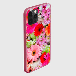 Чехол для iPhone 12 Pro Colorful chrysanthemums, цвет: 3D-малиновый — фото 2