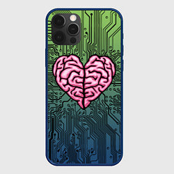 Чехол для iPhone 12 Pro Heart brain chip, цвет: 3D-тёмно-синий