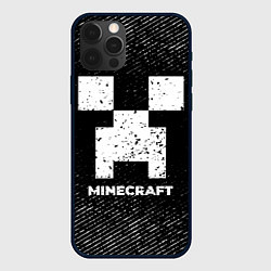 Чехол для iPhone 12 Pro Minecraft с потертостями на темном фоне, цвет: 3D-черный