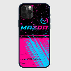 Чехол iPhone 12 Pro Mazda - neon gradient: символ сверху