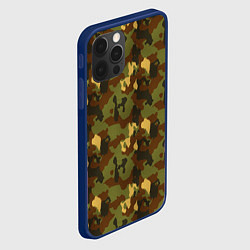 Чехол для iPhone 12 Pro Камуфляж осень плетёный, цвет: 3D-тёмно-синий — фото 2