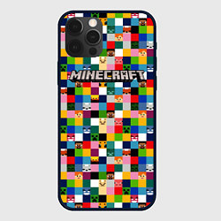 Чехол iPhone 12 Pro Minecraft - пиксельные персонажи