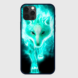 Чехол для iPhone 12 Pro Неоновый волк, цвет: 3D-черный