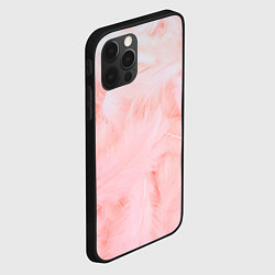 Чехол для iPhone 12 Pro Aesthetic visual art pink feathers, цвет: 3D-черный — фото 2