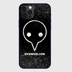 Чехол iPhone 12 Pro Evangelion с потертостями на темном фоне