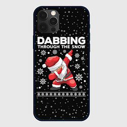 Чехол для iPhone 12 Pro Santa dabbing, through the snow, цвет: 3D-черный