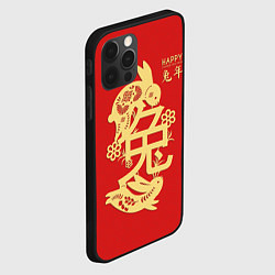 Чехол для iPhone 12 Pro Red rabbits, happy chinese new year, цвет: 3D-черный — фото 2