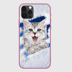 Чехол iPhone 12 Pro Котёнок в снегу