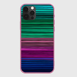 Чехол для iPhone 12 Pro Разноцветные неоновые шелковые нити, цвет: 3D-малиновый