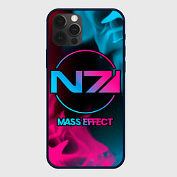 Чехол iPhone 12 Pro Mass Effect - neon gradient