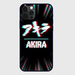 Чехол для iPhone 12 Pro Символ Akira в стиле glitch на темном фоне, цвет: 3D-черный