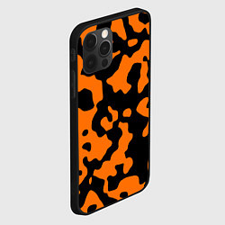 Чехол для iPhone 12 Pro Чёрные абстрактные пятна на оранжевом фоне, цвет: 3D-черный — фото 2
