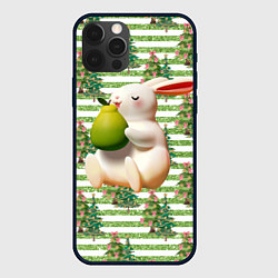Чехол для iPhone 12 Pro Кролик с грушей, цвет: 3D-черный