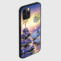 Чехол для iPhone 12 Pro Новогодняя елочка в деревне, цвет: 3D-черный — фото 2