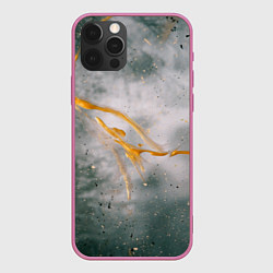Чехол iPhone 12 Pro Абстрактный серый туман и золотая краска