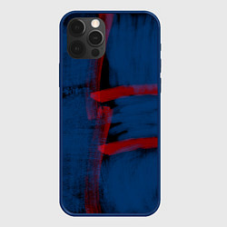 Чехол для iPhone 12 Pro Абстрактный сине-красный, цвет: 3D-тёмно-синий