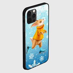 Чехол для iPhone 12 Pro Кролик на коньках в снегопад, цвет: 3D-черный — фото 2