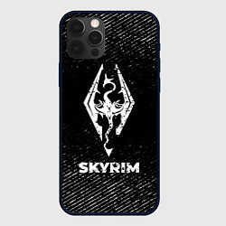 Чехол для iPhone 12 Pro Skyrim с потертостями на темном фоне, цвет: 3D-черный